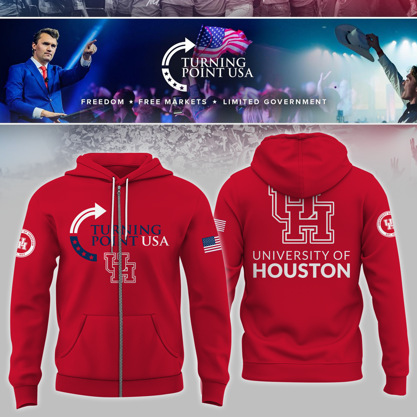Limited Edition Houston University Freedom Zip Hoodie