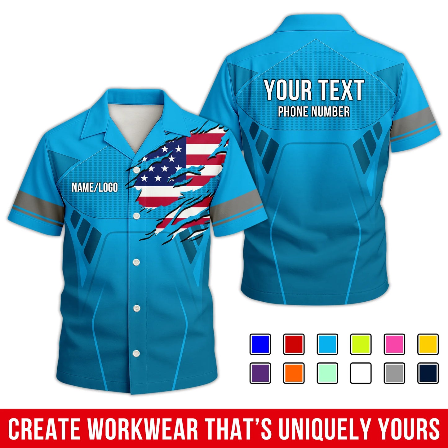 Personalized Team Hawaiian Shirt ā Custom Logo Work Shirt