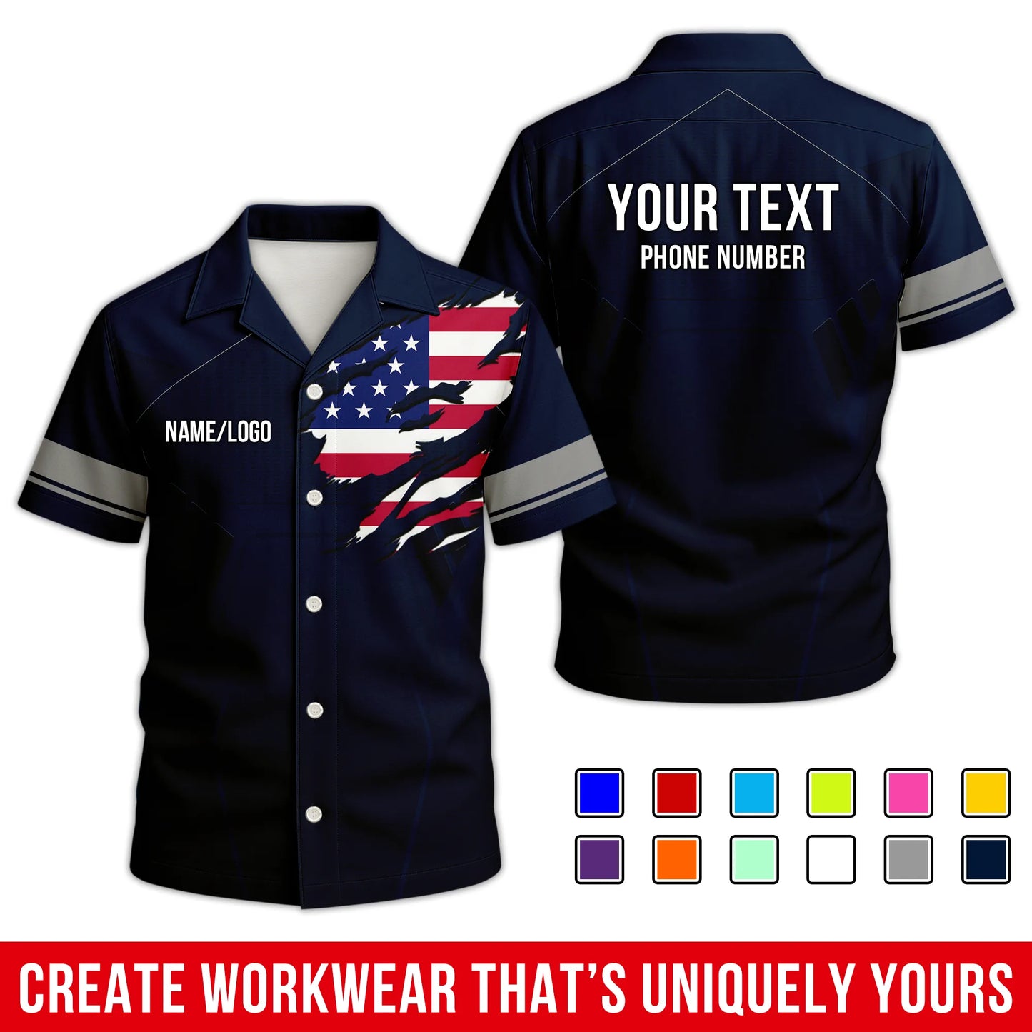 Personalized Team Hawaiian Shirt ā Custom Logo Work Shirt