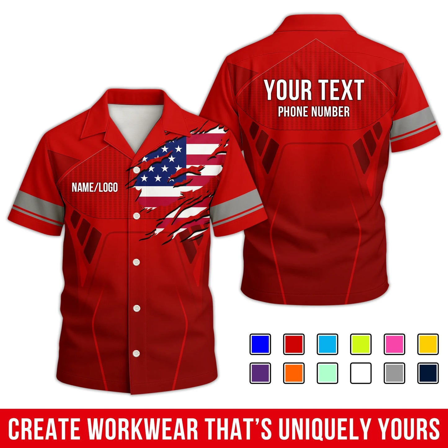 Personalized Team Hawaiian Shirt ā Custom Logo Work Shirt