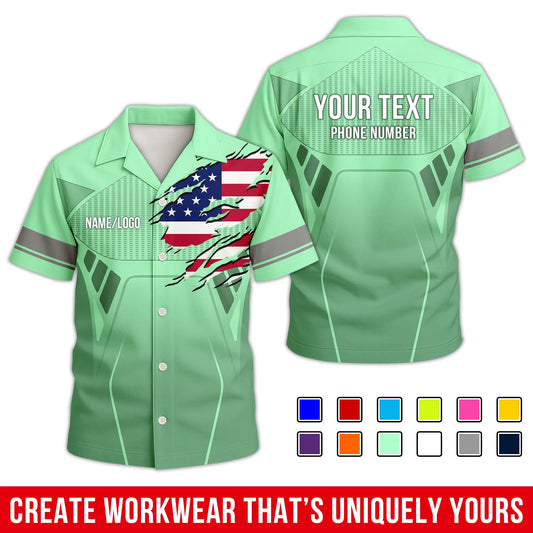 Personalized Team Hawaiian Shirt – Custom Logo Work Shirt