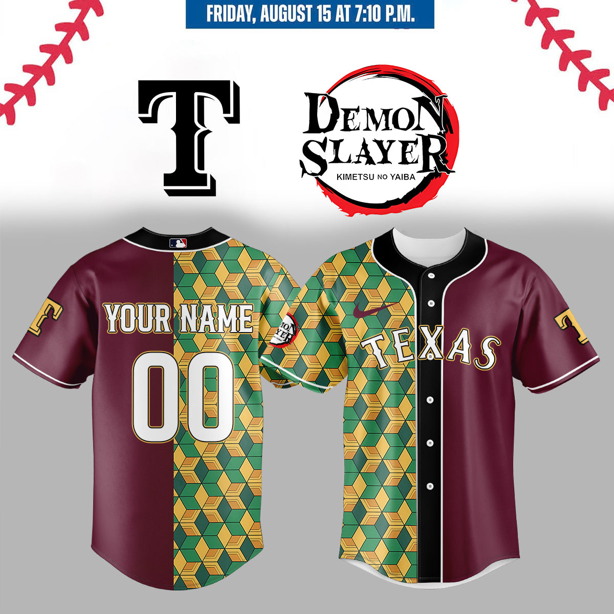 ,,,,Texas Rangers _ Limited Edition Demon Slayer Jersey 2025 (Custom Name & Number)