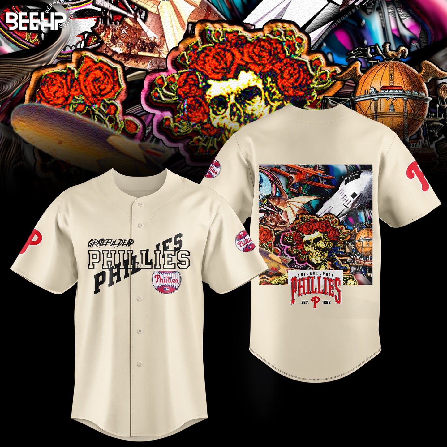 _.Philadelphia Phillies Grateful Dead Night Hoodie V4