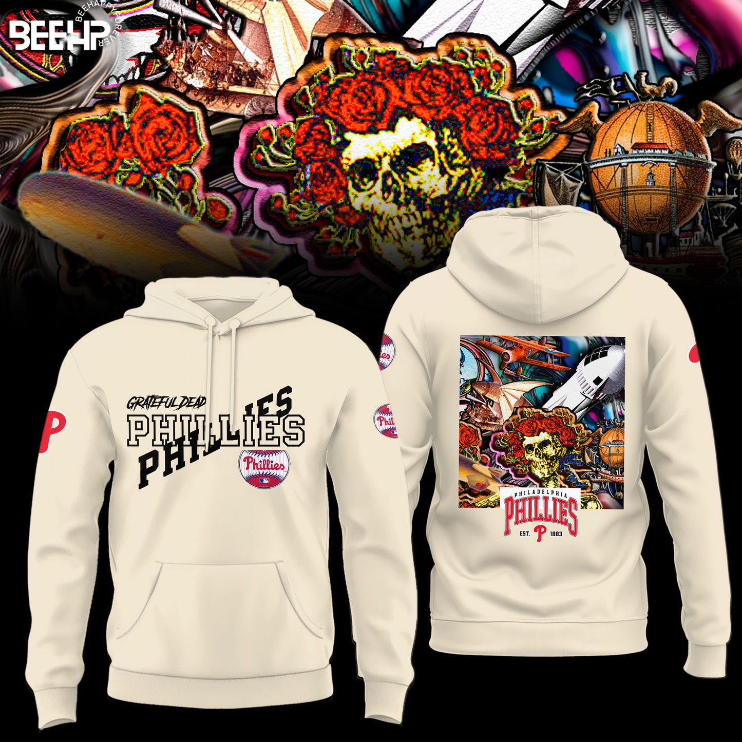 _.Philadelphia Phillies Grateful Dead Night Hoodie V4
