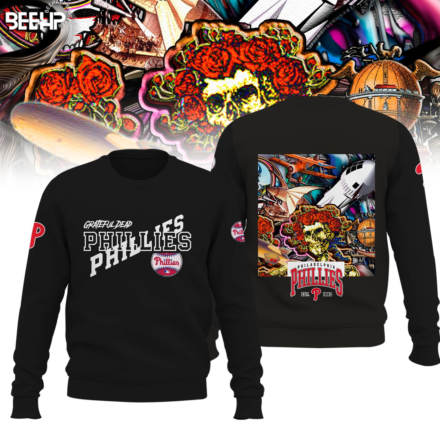 _.Philadelphia Phillies Grateful Dead Night Hoodie V4