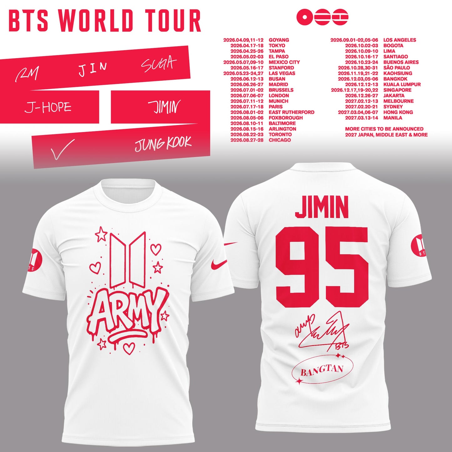 BTS Jimin World Tour 2026 Limited Edition Shirt
