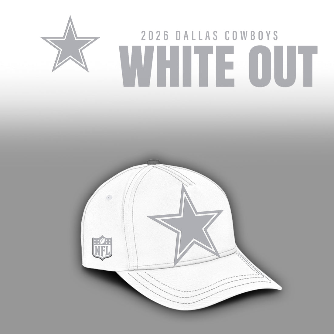 Dallas Cowboys 2026 Winter White Out Combo T-Shirt