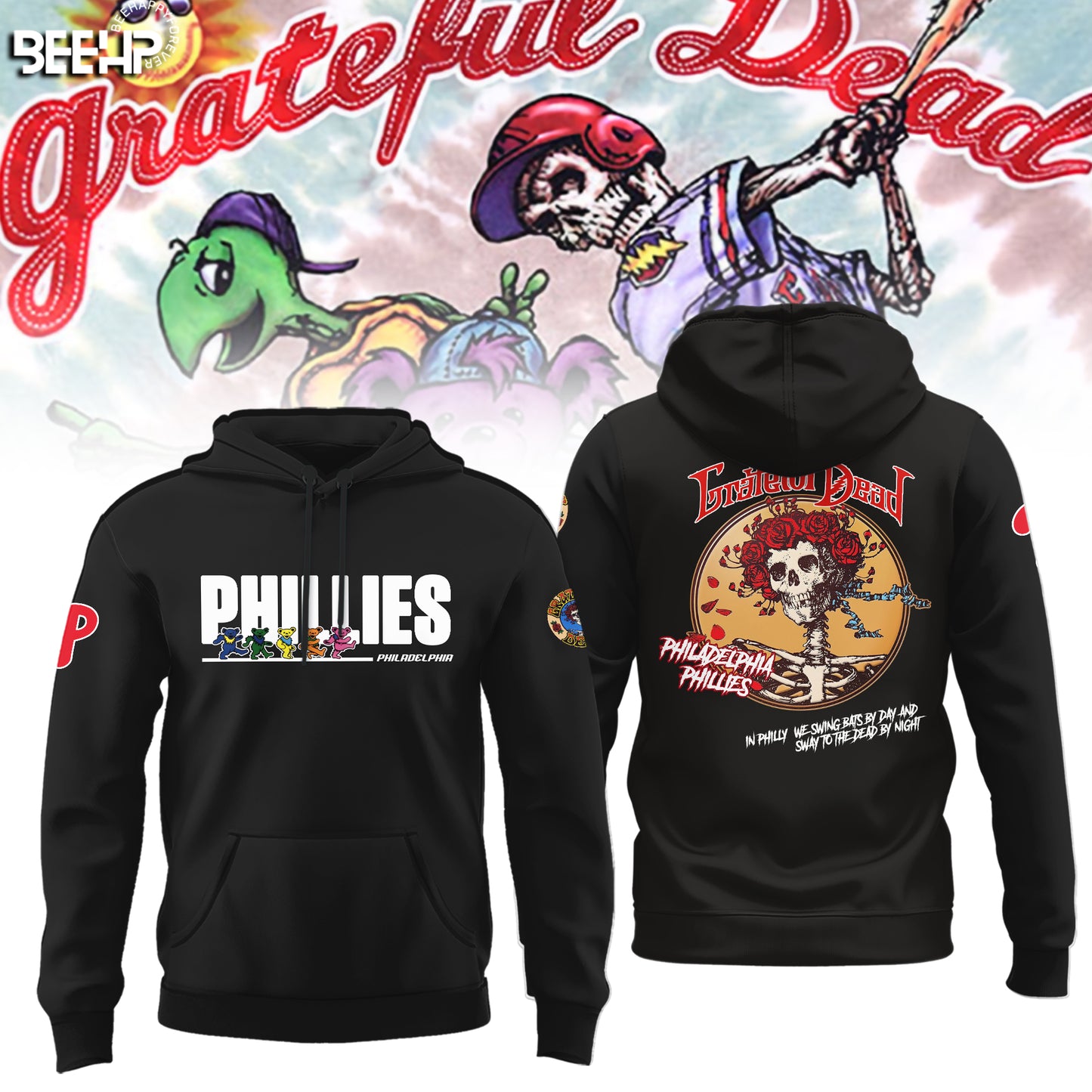_.Philadelphia Phillies Grateful Dead Night Hoodie V2