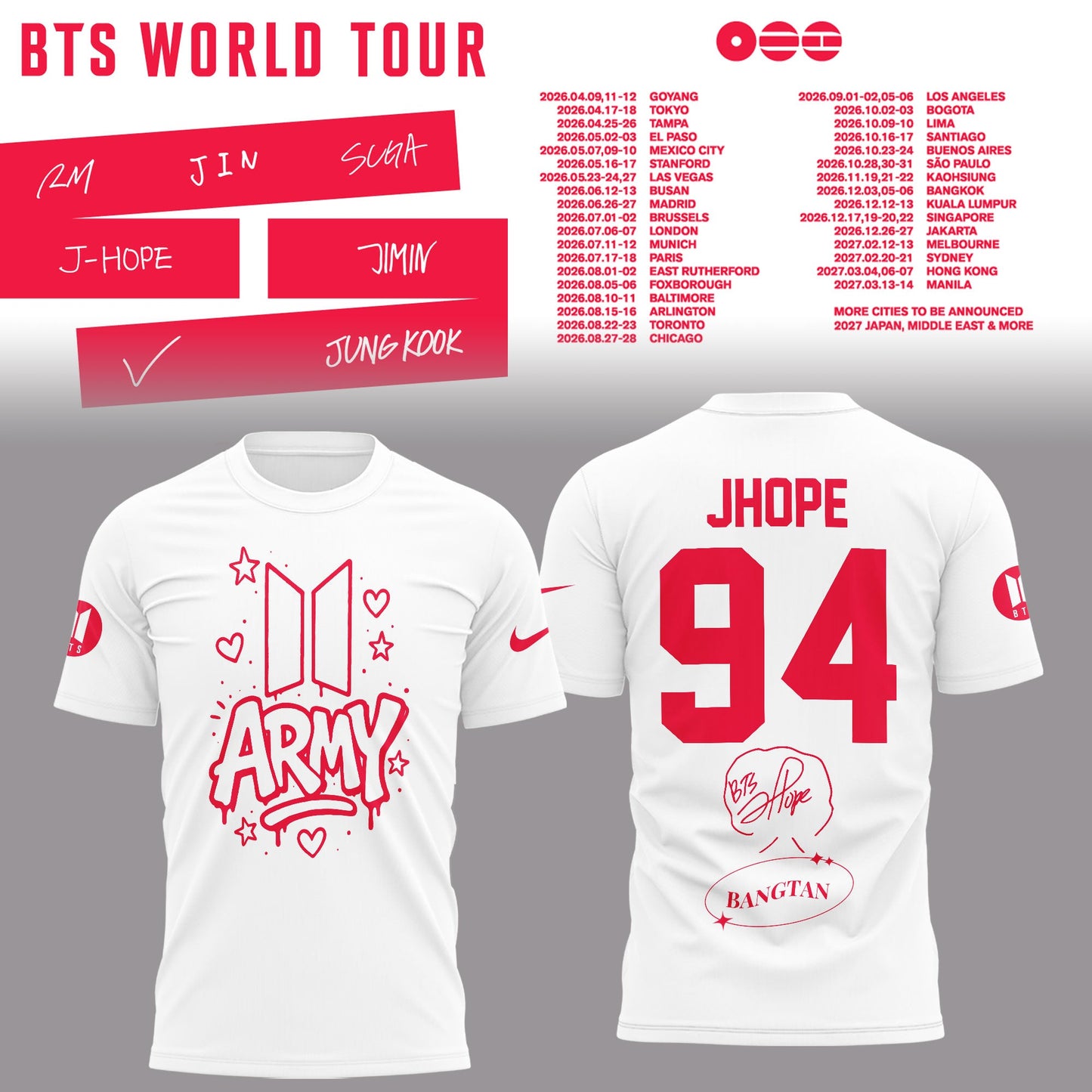 BTS JHope World Tour 2026 Limited Edition Shirt