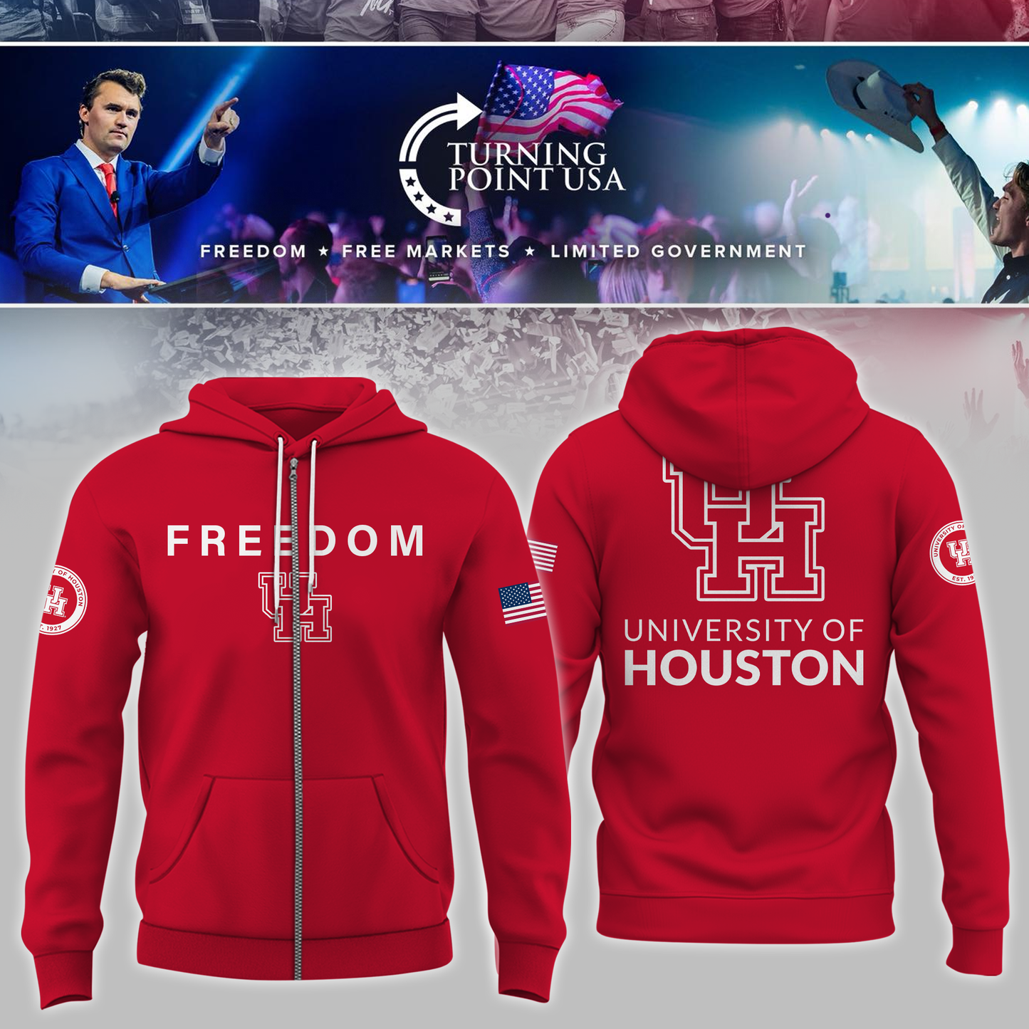 Limited Edition Houston University Freedom Zip Hoodie