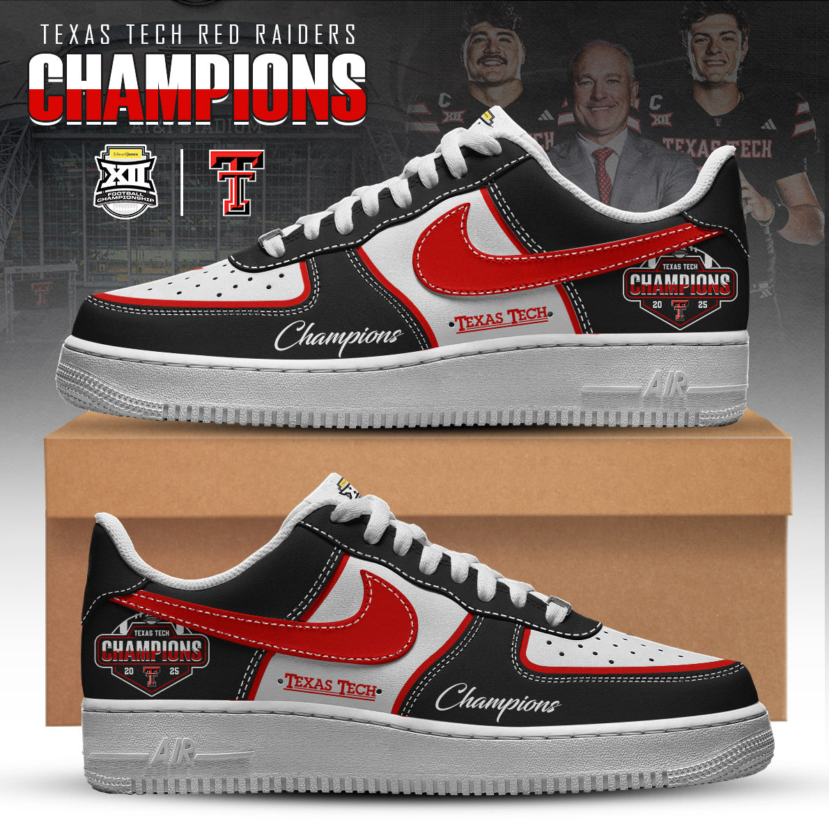 Texas Tech Red Raiders x Big 12 Champions 2025 Air Force 1 Limited Edition