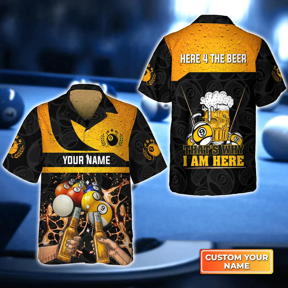 Here 4 The Beer Billiard Team Personalized Name Hawaiian Shirt | Billiards Shirt
