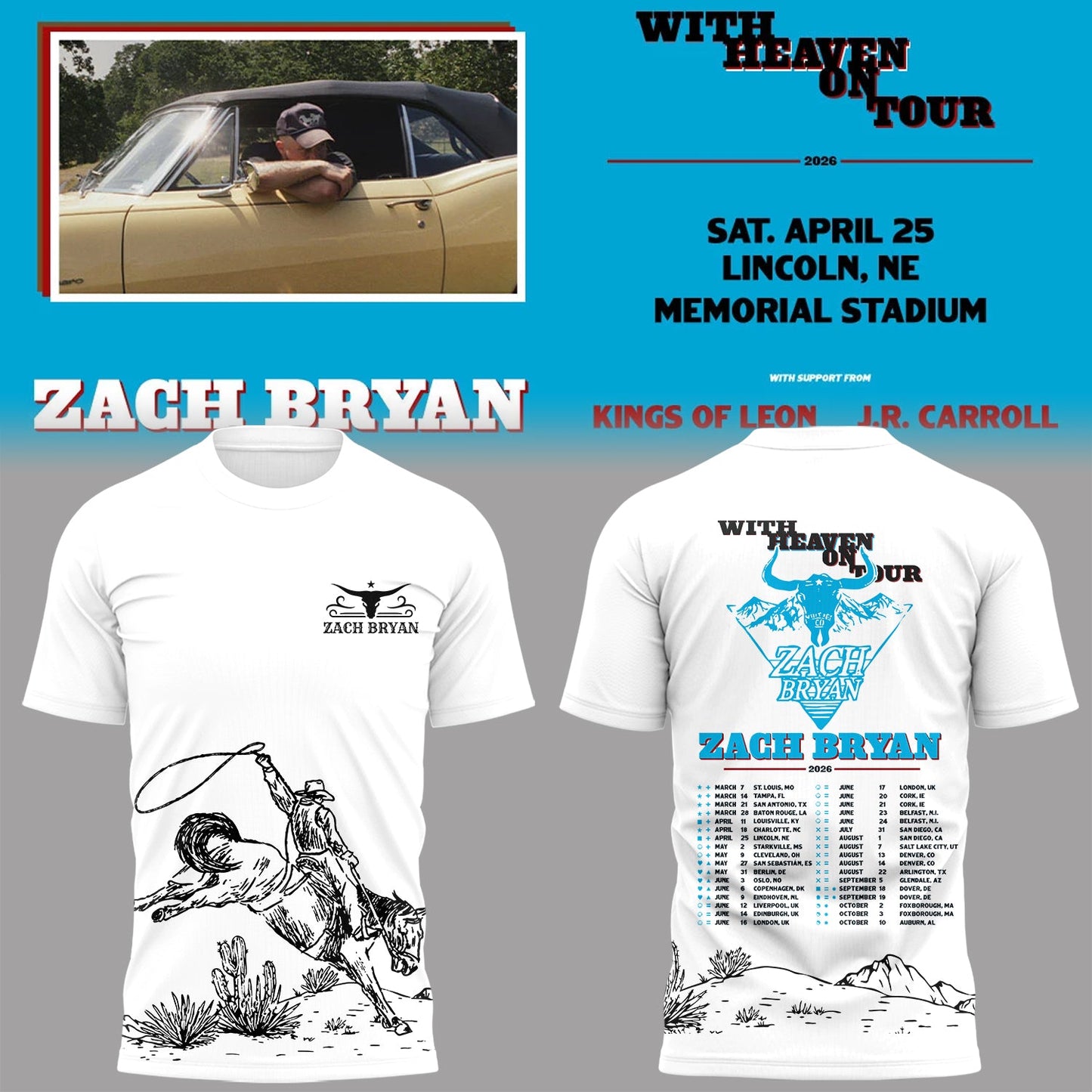 Limited Edition “With Heaven On Tour 2026” at Memorial Stadium Tshirt