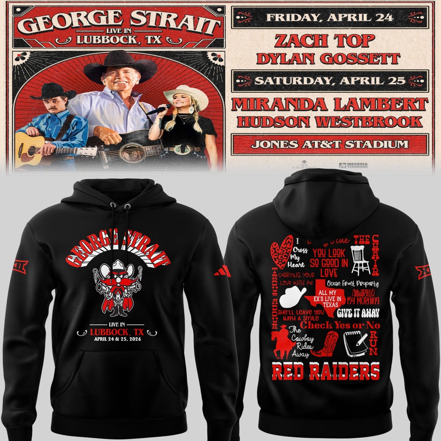 Limited Edition G. Strait x Texas Tech At Jones AT&T Stadium Hoodie