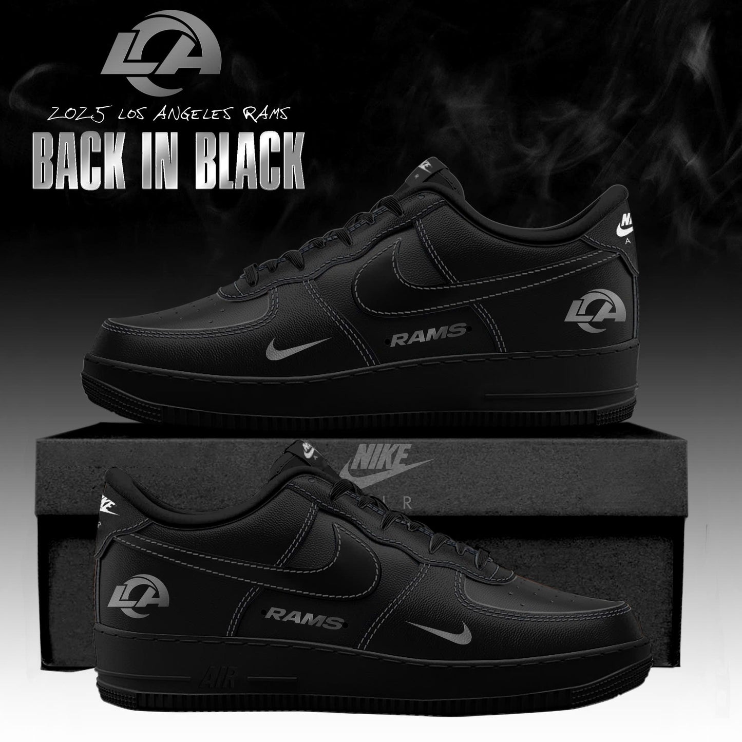 Los Angeles Rams ‘Back in Black’ 2025 Special Edition AF1 Sneakers