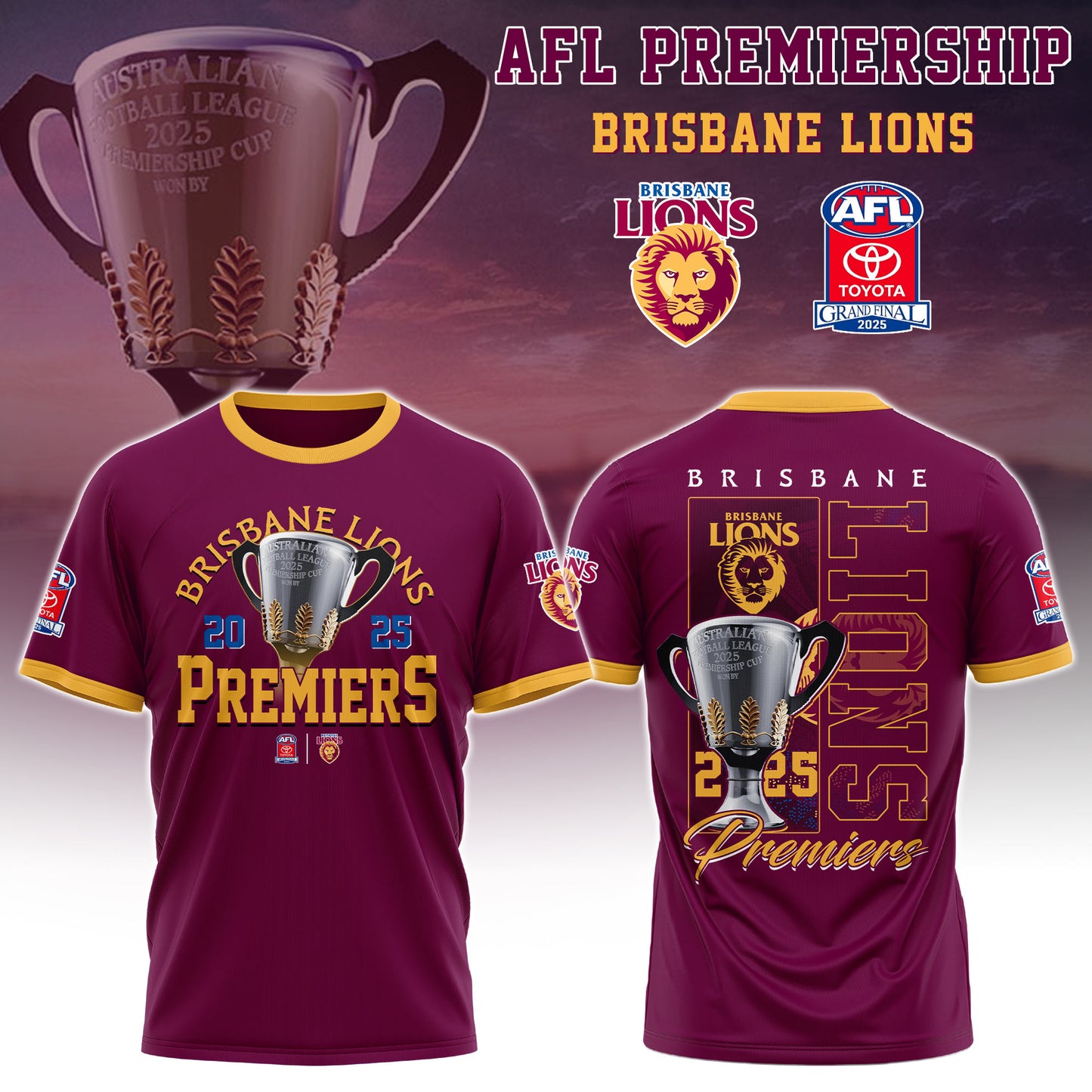 . Brisbane Lions - AFL 2025 Champions T-shirt Ver 2