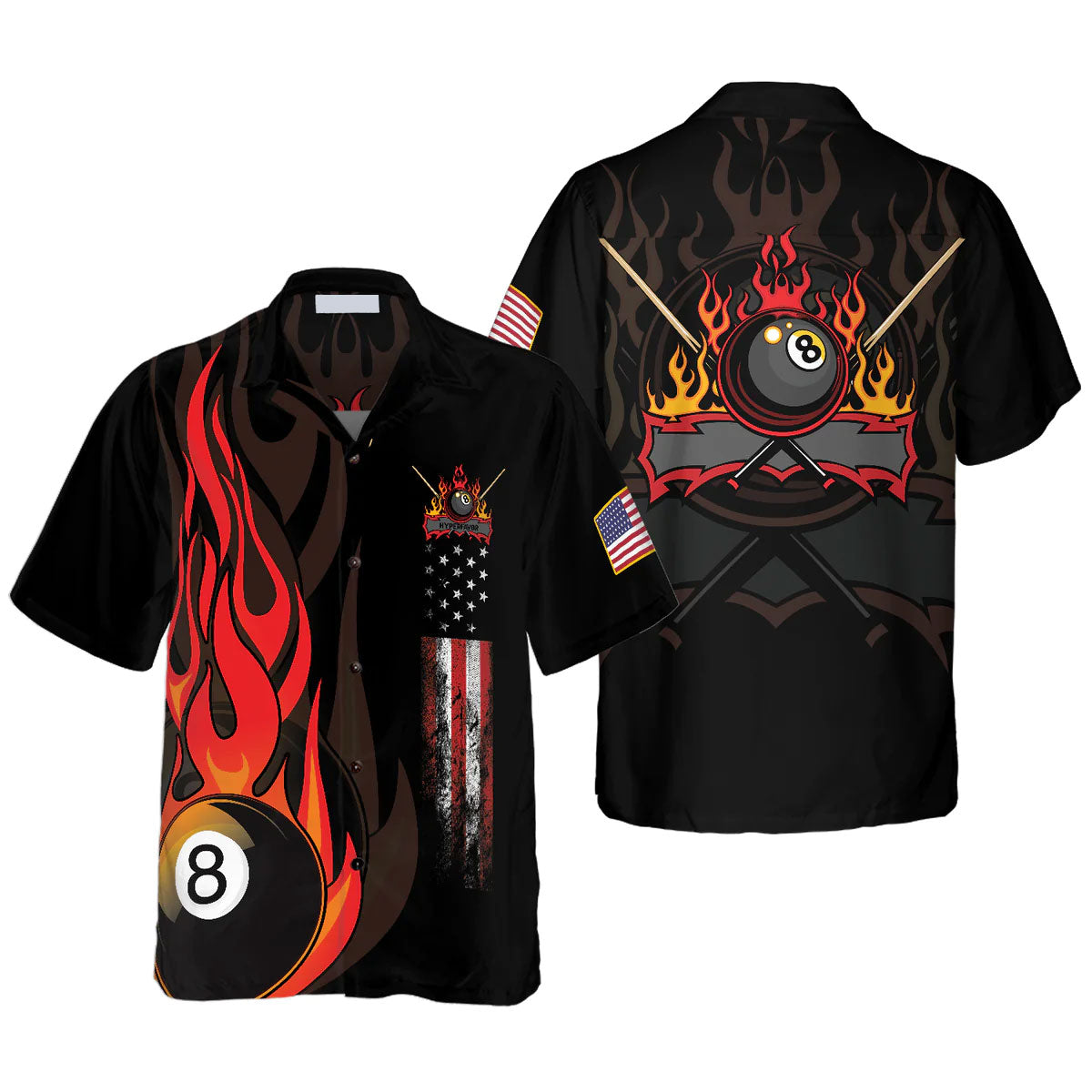 Flame 8 Ball Billiard Pool Hawaiian Shirt | Billiards Shirt