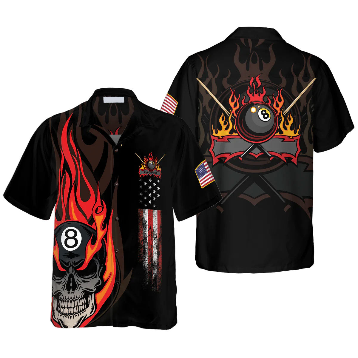 Flame Skull Billiard Pool Hawaiian Shirt | Billiards Shirt