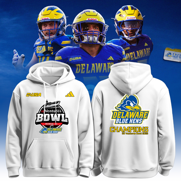 Delaware Fightin’ Blue Hens 2025 68 Ventures Bowl Champions Hoodie
