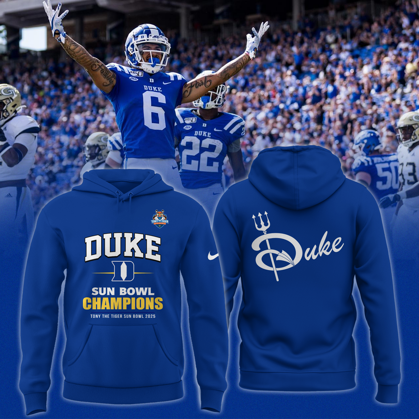 Duke Football - 92ND TONY THE TIGER SUN BOWL Champion Hoodie
