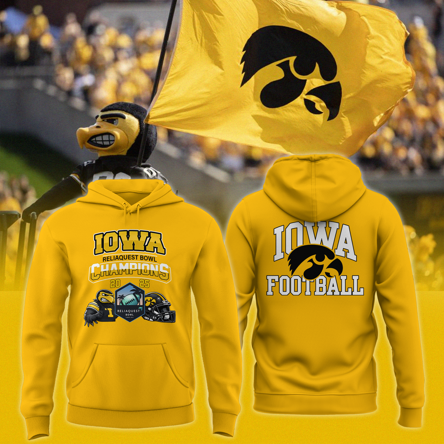 Iowa Hawkeyes - 40th RELIAQUEST BOWL Champion Hoodie
