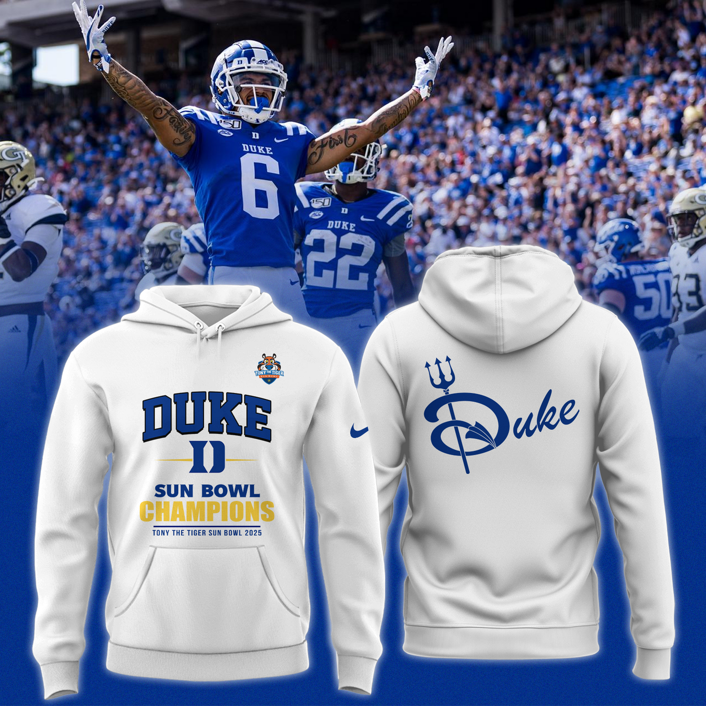 Duke Football - 92ND TONY THE TIGER SUN BOWL Champion Hoodie