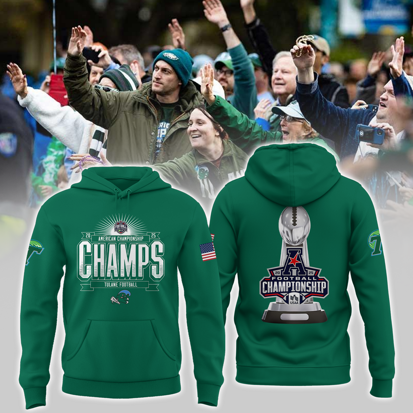 2025 American Football Championship - Tulane Green Wave Hoodie v3