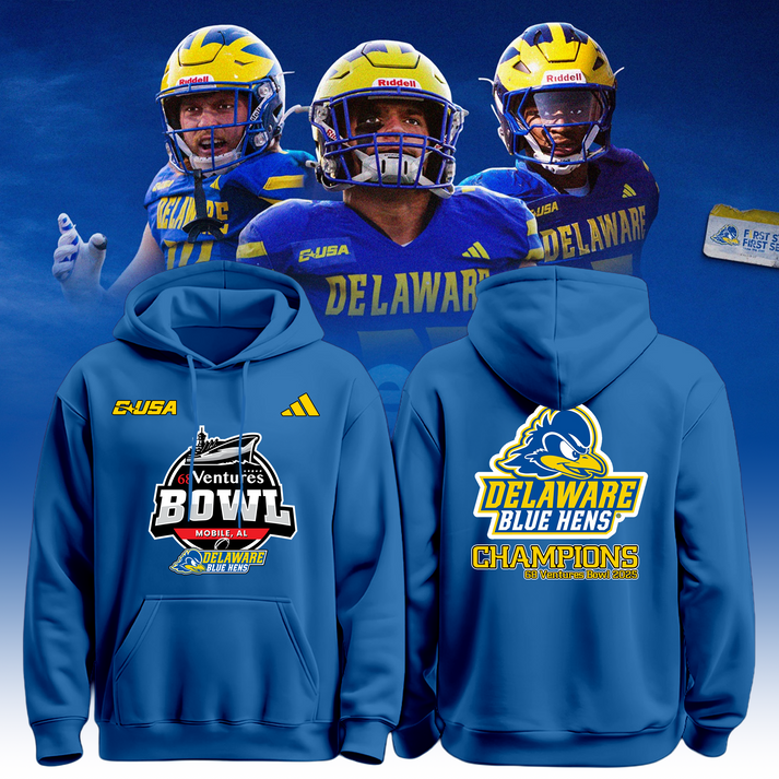 Delaware Fightin’ Blue Hens 2025 68 Ventures Bowl Champions Hoodie