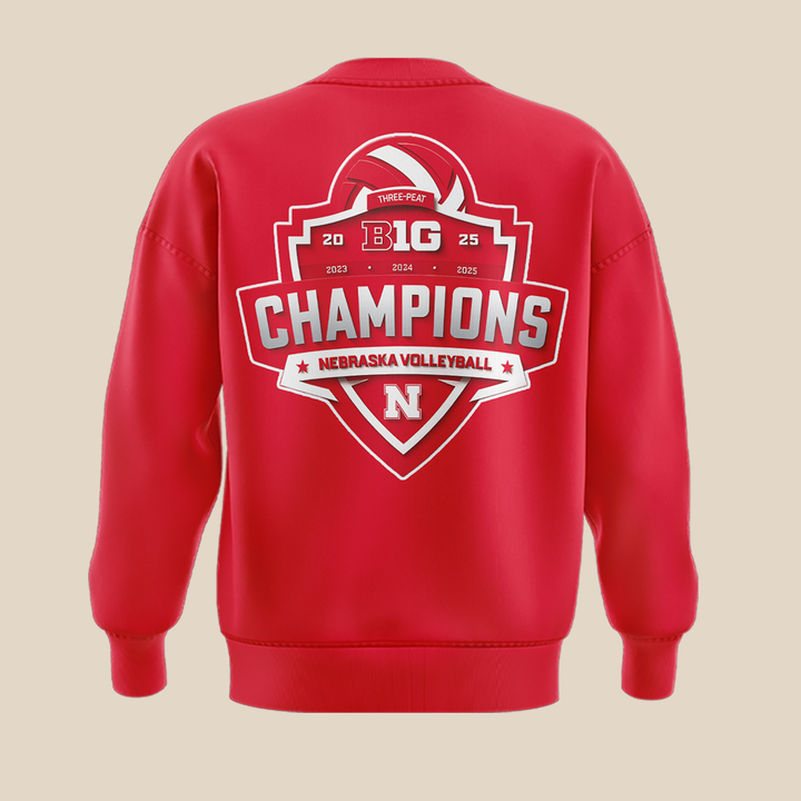 Nebraska Volleyball 2025 BIG TEN CHAMPIONS Sweatshirt