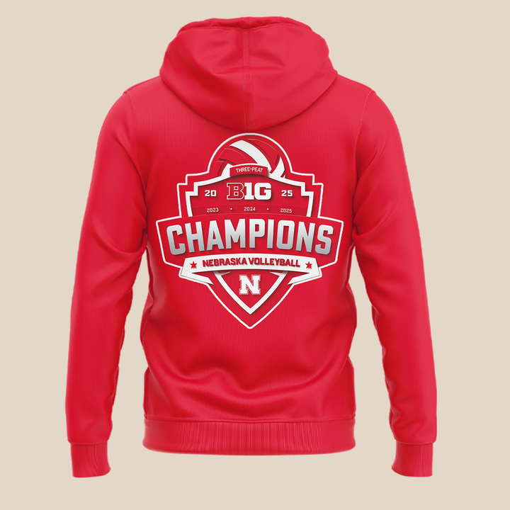 Nebraska Volleyball 2025 BIG TEN CHAMPIONS Hoodie