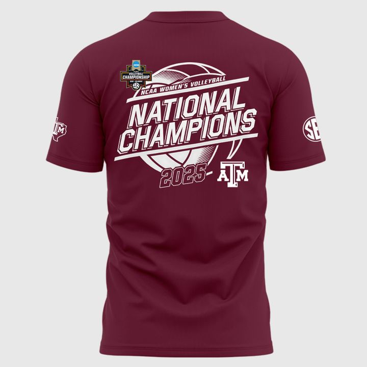 2025 Limited edition T-Shirt Texas A&M Aggies women's volleyball National Champions for fans.