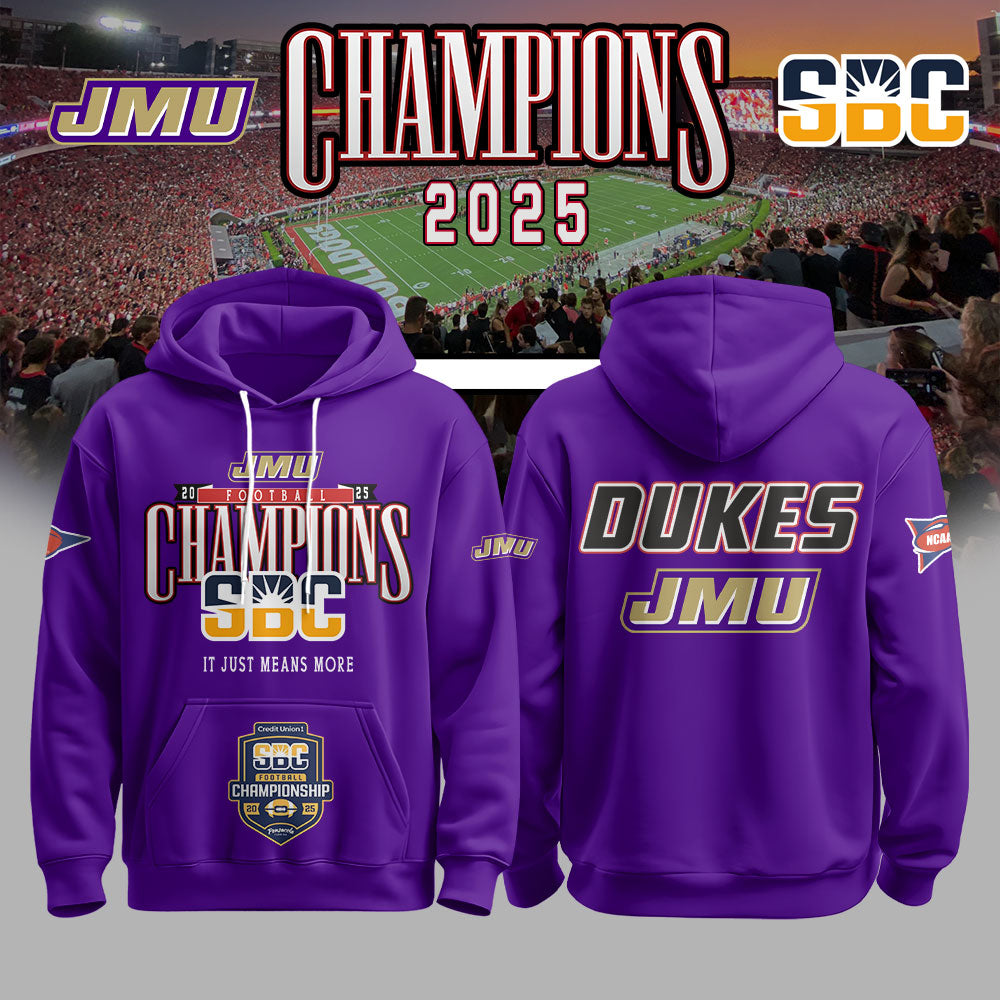 JMU Football 2025 SBC Champs Hoodie