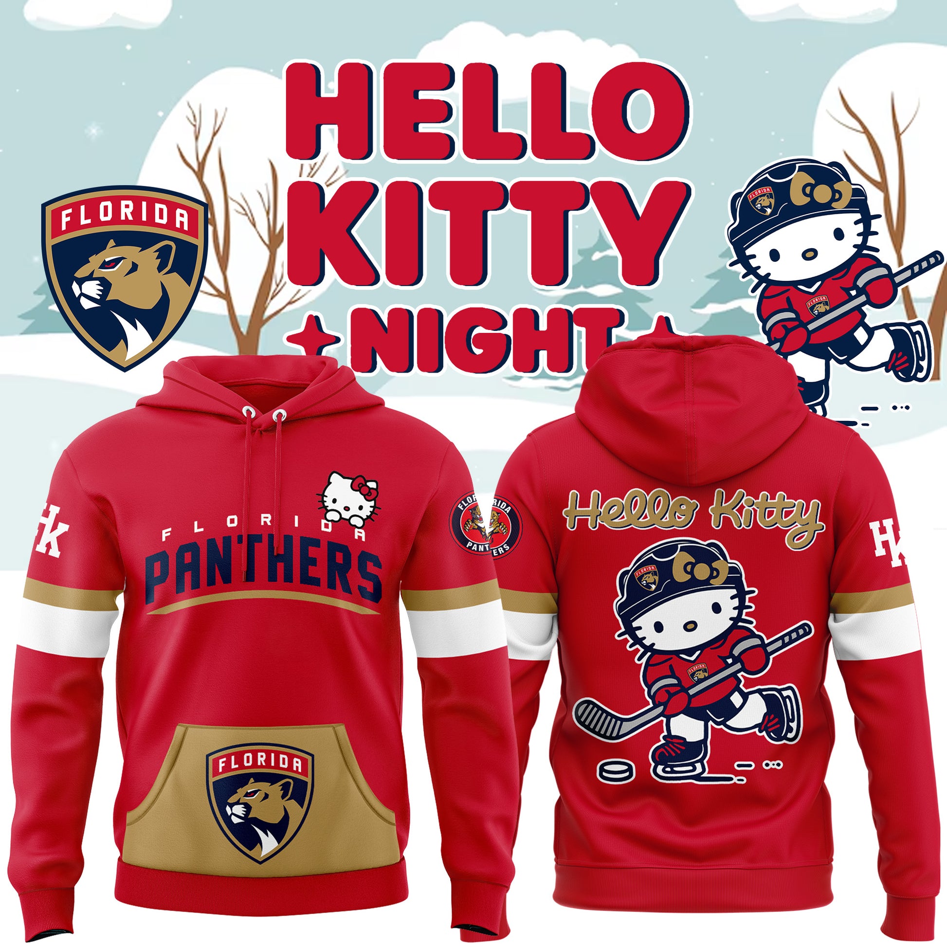 Limited Edition Florida Panthers x Hello Kitty Hoodie 2025
