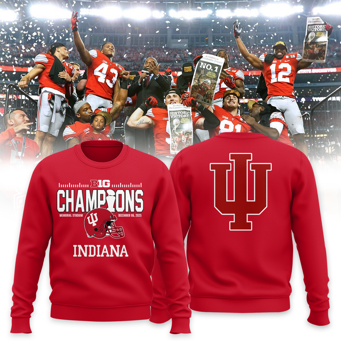 Indiana Hoosiers - Limited 2025 Big Ten Champion Sweater v3
