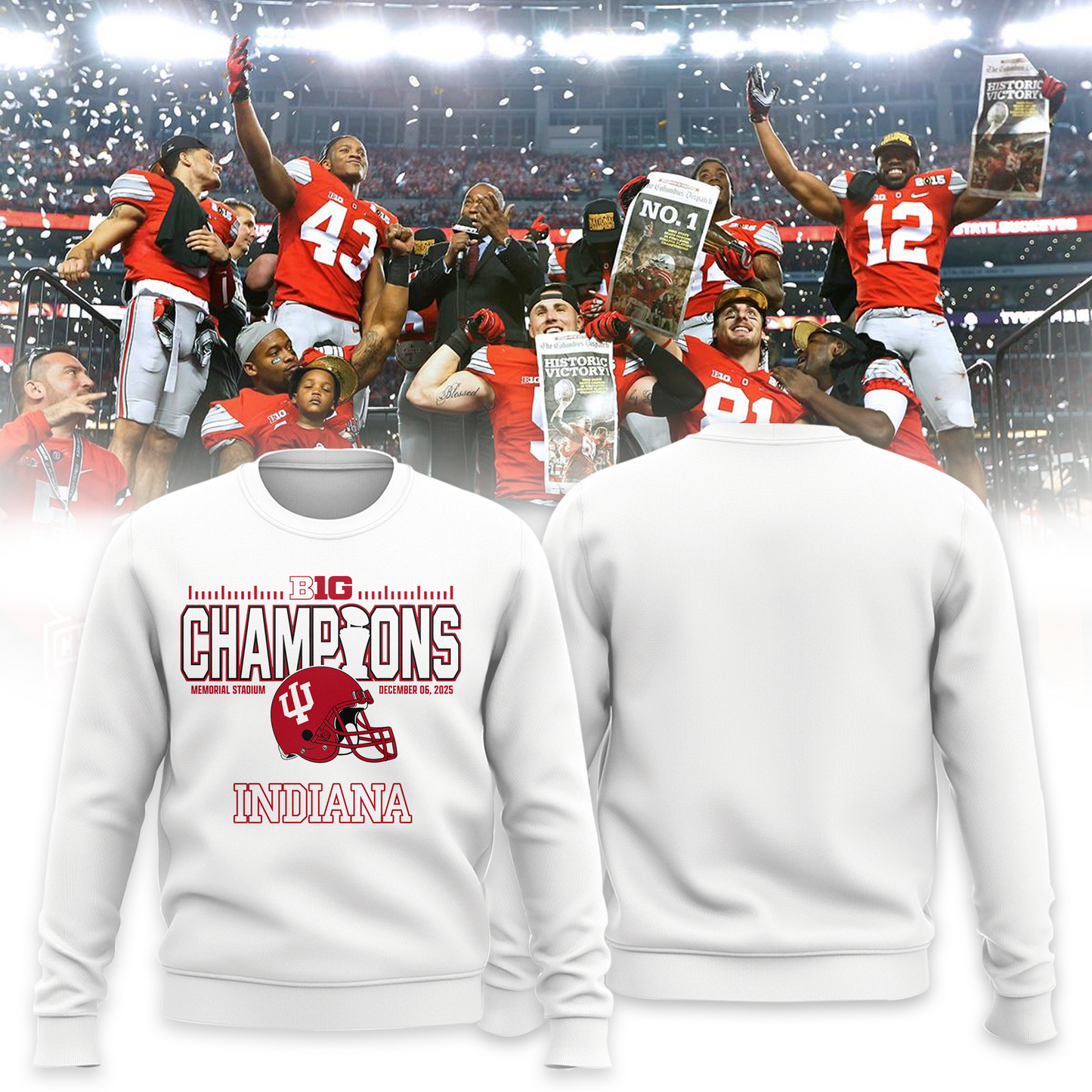Indiana Hoosiers - Limited 2025 Big Ten Champion Sweater v1