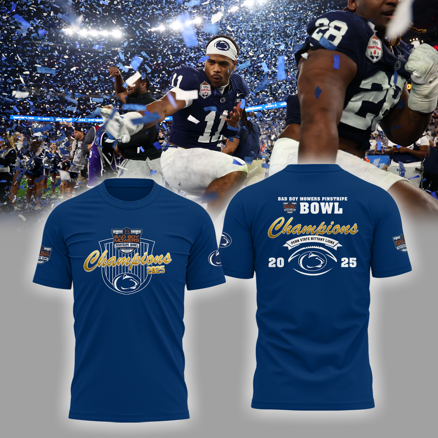 Penn State – BAD BOY MOWERS PINSTRIPE BOWL Champions T-shirt
