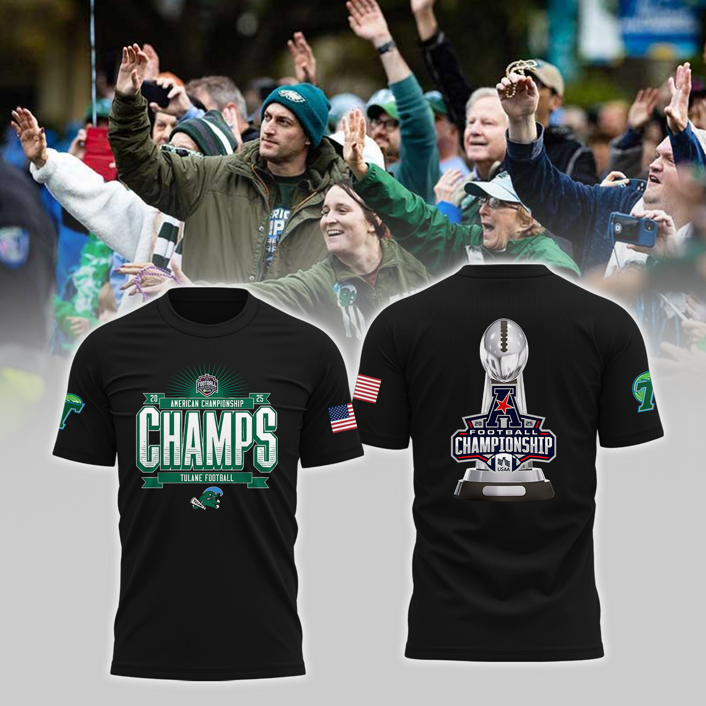 2025 American Football Championship - Tulane Green Wave T-Shirt v4