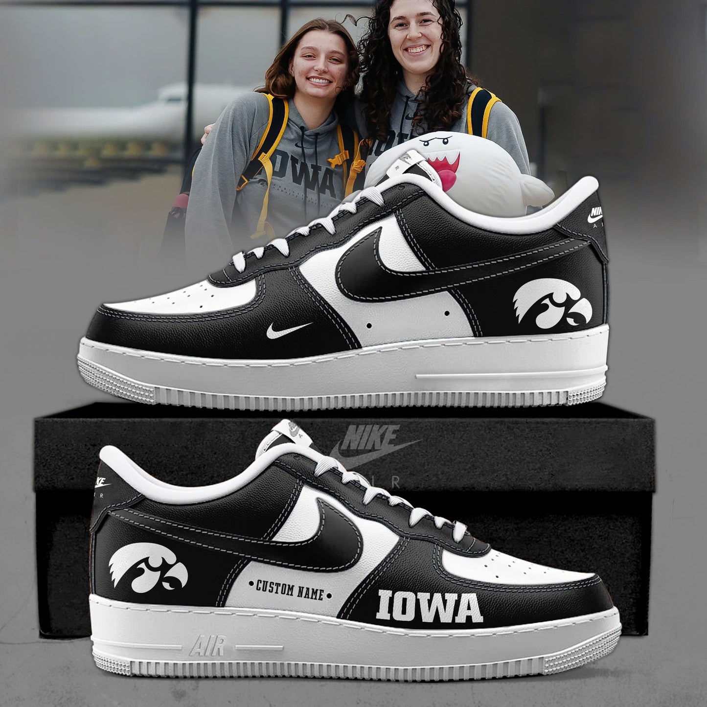 Iowa Hawkeyes Gray AF1 Sneakers 2025