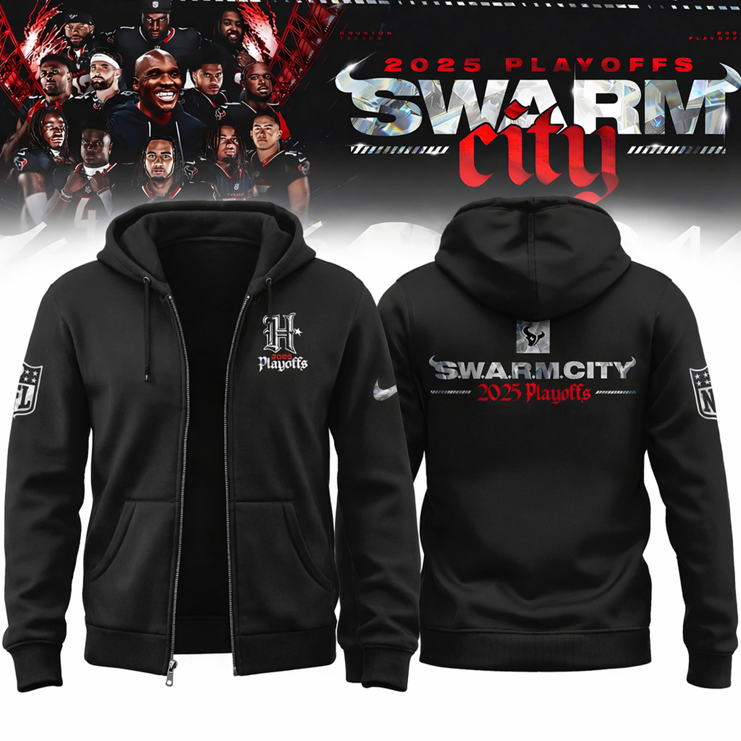 Houston Texans 2025 Playoffs S.W.A.R.M. City Zip Hoodie