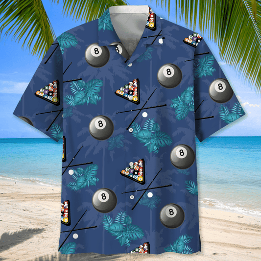 Billiard Blue Tropical Hawaiian Shirt | Billiards Shirt