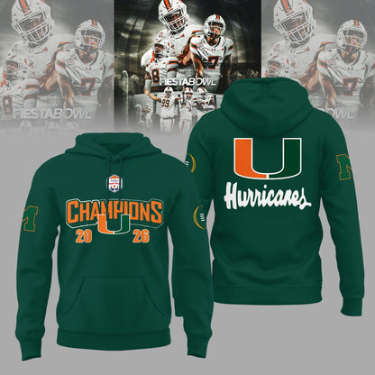Miami Hurricanes Special Fiesta Bowl Champions Limited Edition Hoodie v2