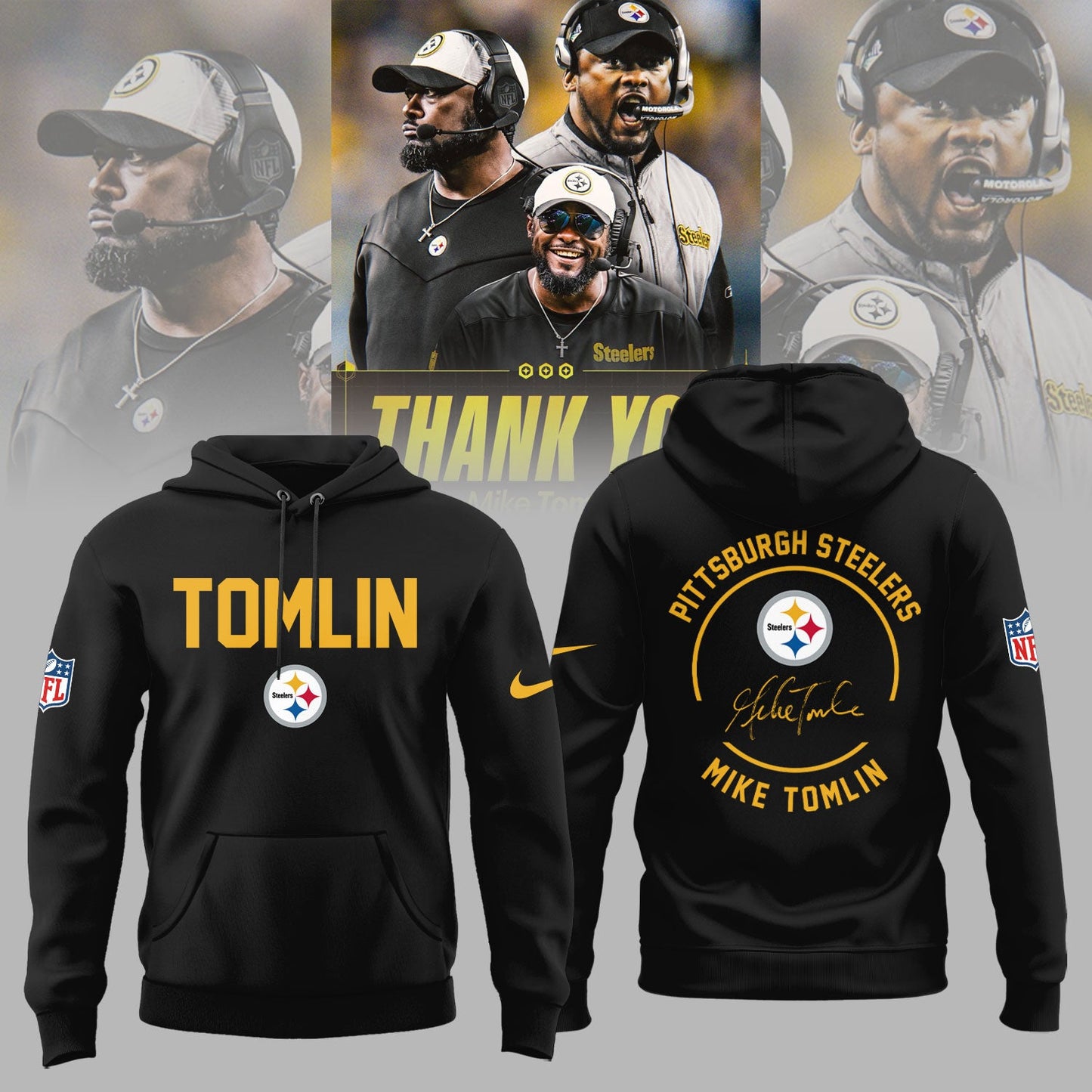 Pittsburgh Steelers Thank you Coach Mike Tomlin Limited Edition Combo Hoodie