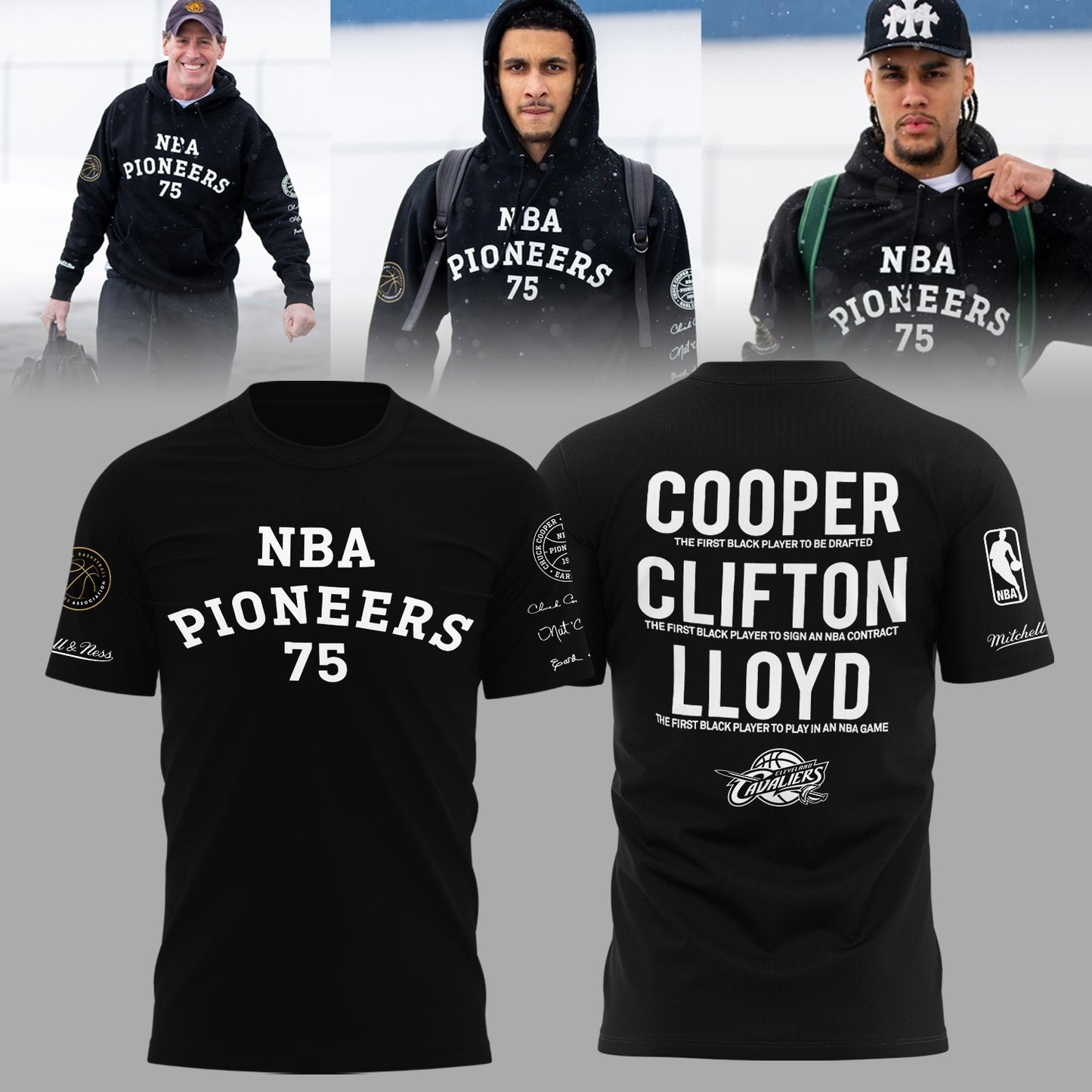 Cleveland Cavaliers 75th Anniversary Cooper Clifton Lloyd Pioneers Limited Edition T-Shirt