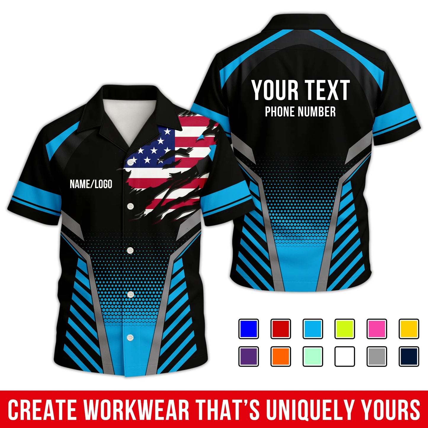 Personalized Team Hawaiian Shirt – Custom Logo Work Shirt