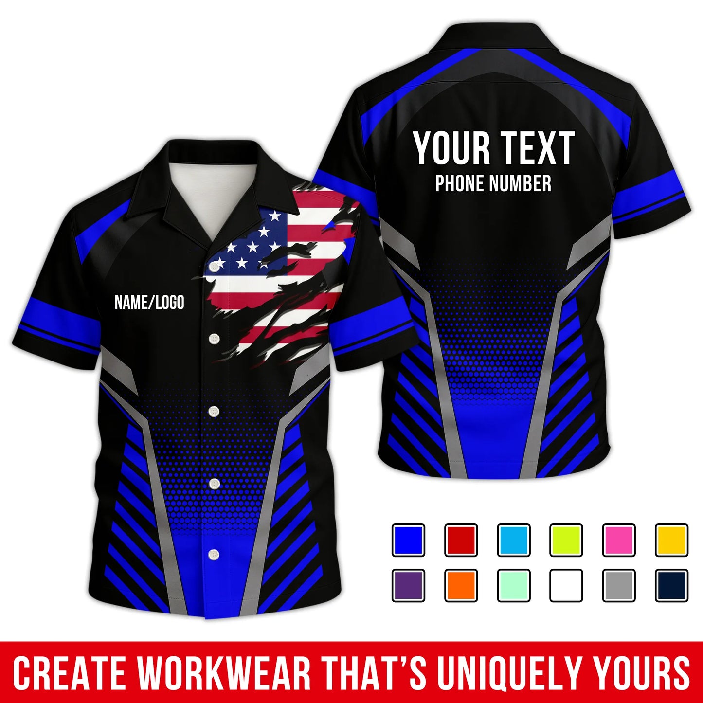Personalized Team Hawaiian Shirt – Custom Logo Work Shirt
