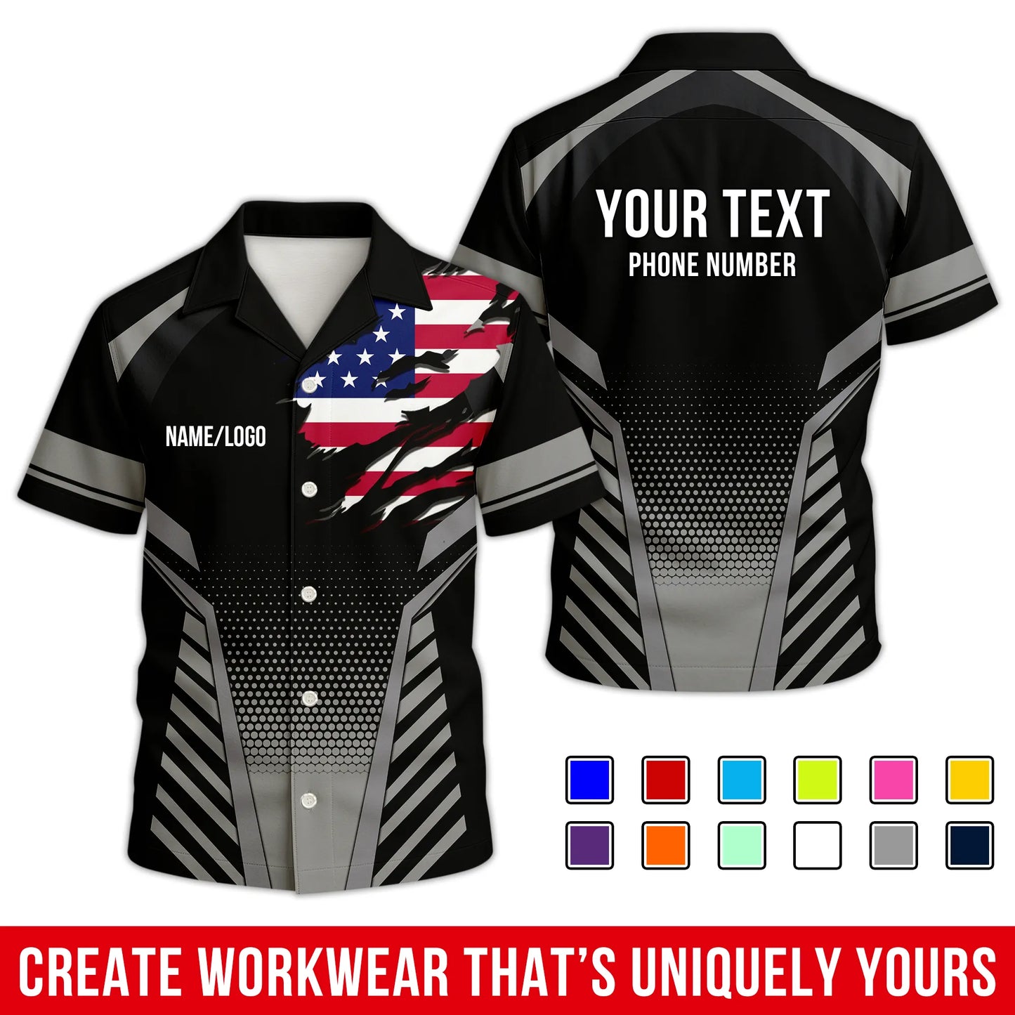 Personalized Team Hawaiian Shirt – Custom Logo Work Shirt