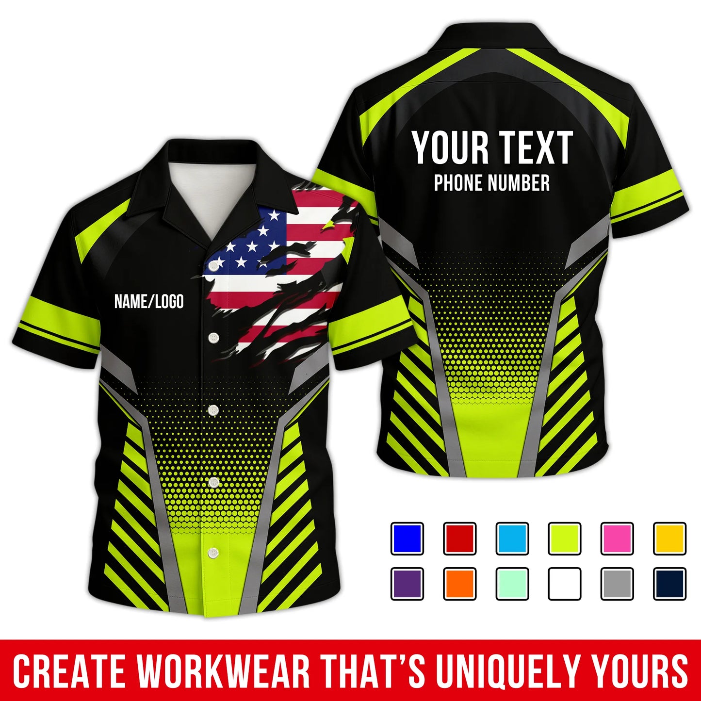 Personalized Team Hawaiian Shirt – Custom Logo Work Shirt