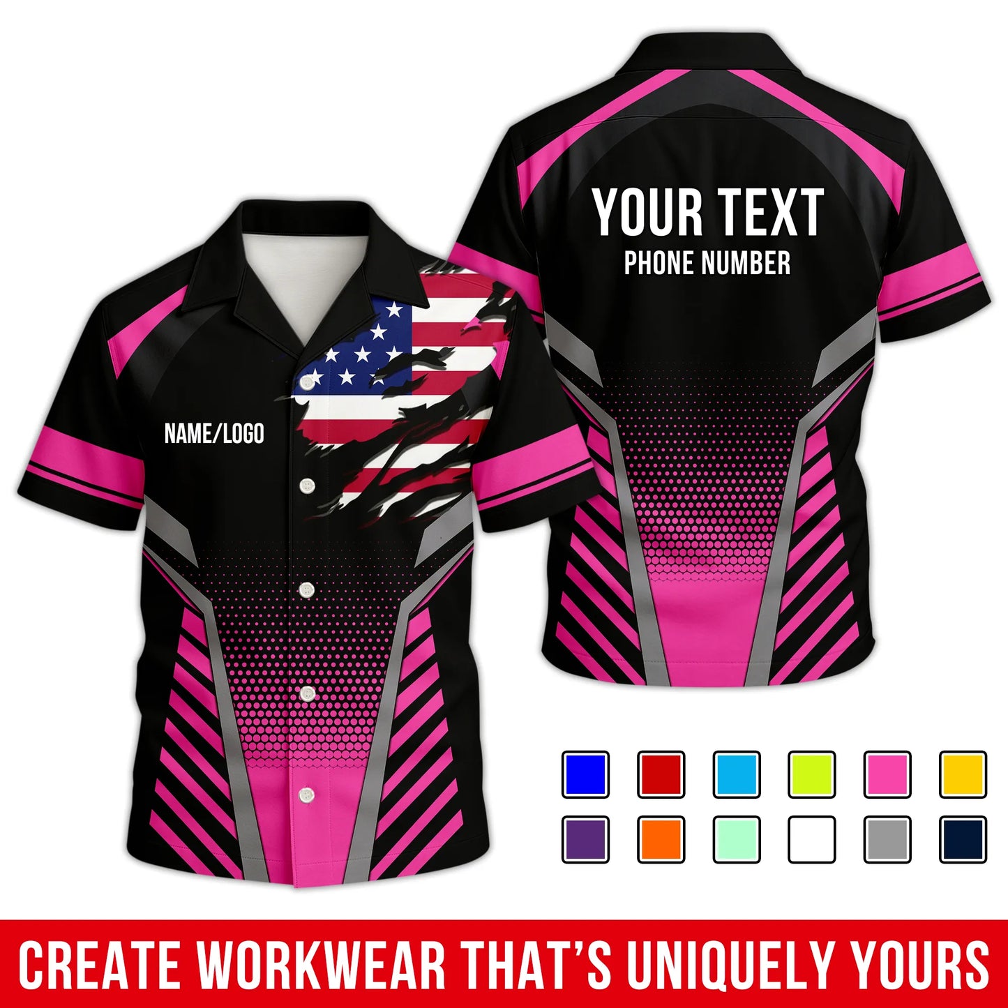 Personalized Team Hawaiian Shirt – Custom Logo Work Shirt
