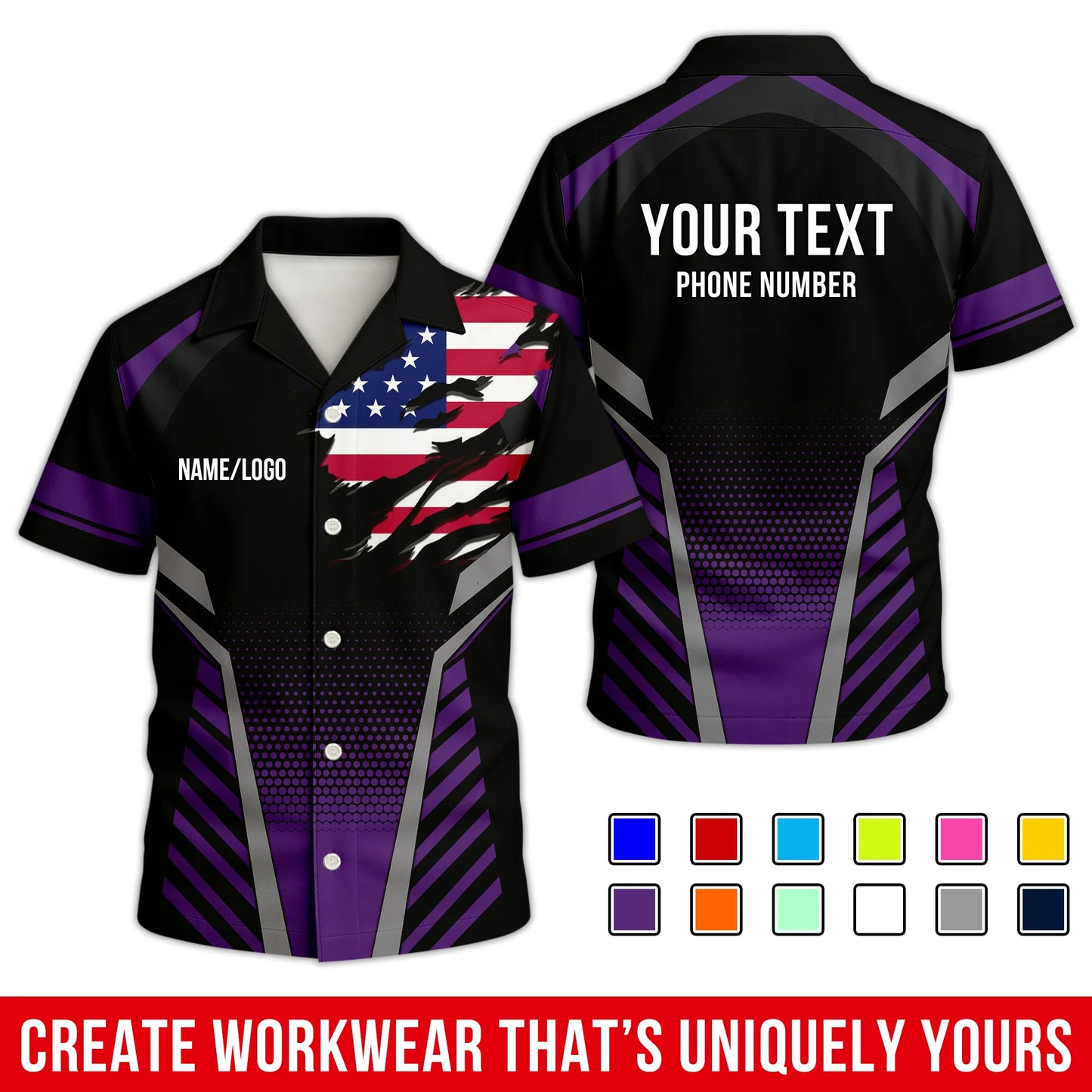 Personalized Team Hawaiian Shirt – Custom Logo Work Shirt