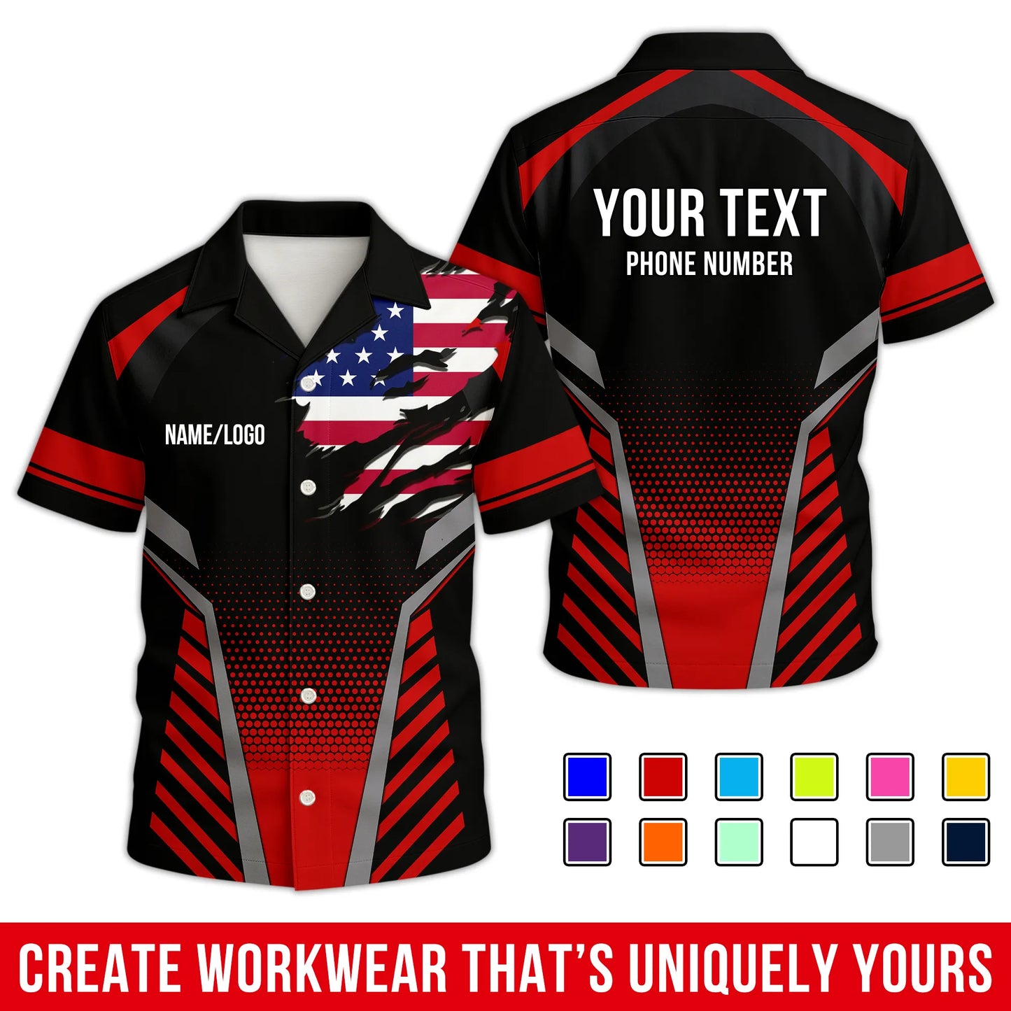 Personalized Team Hawaiian Shirt – Custom Logo Work Shirt